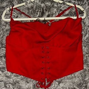 Fashion Nova red corset with lace up detailing, Size XL